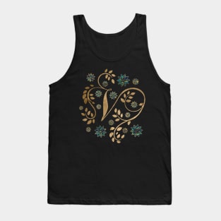 Luxury Golden Calligraphy Monogram with letter V Tank Top